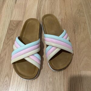 Pastel Striped Slide Sandals